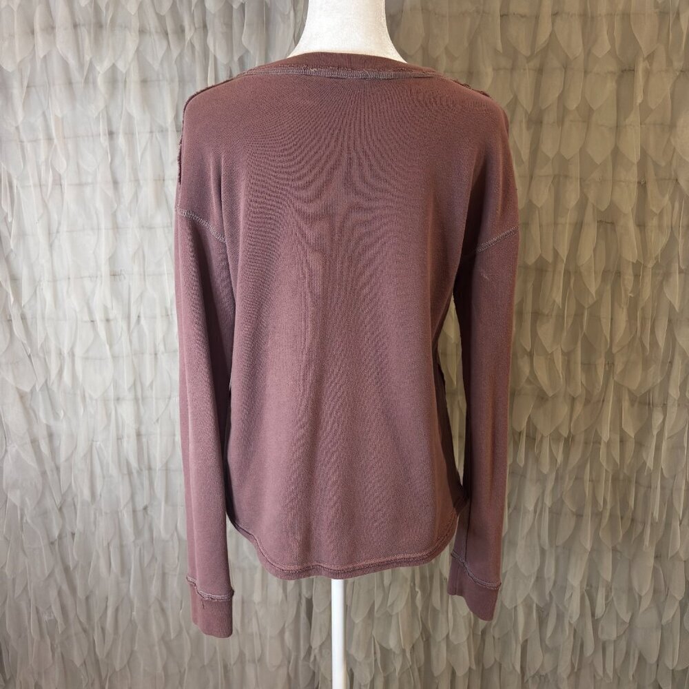 Abercrombie & Fitch Dark Mauve Logo Sweatshirt XS | Vintage Wash Crewneck - Picture 4 of 5